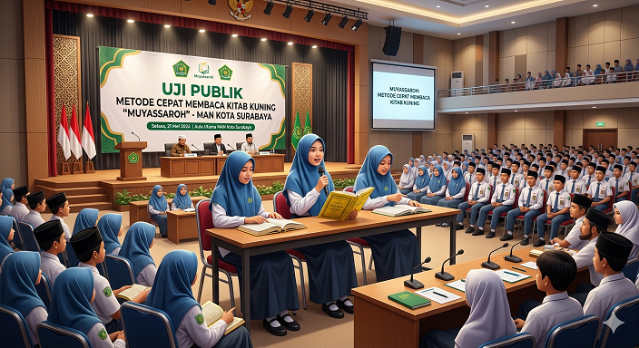 UJI PUBLIK DAN WISUDA SANTRI PELATIHAN  CEPAT BACA KITAB KUNING METODE MUYASSAROH ANGKATAN KE-II MAN KOTA SURABAYA TAHUN 2026